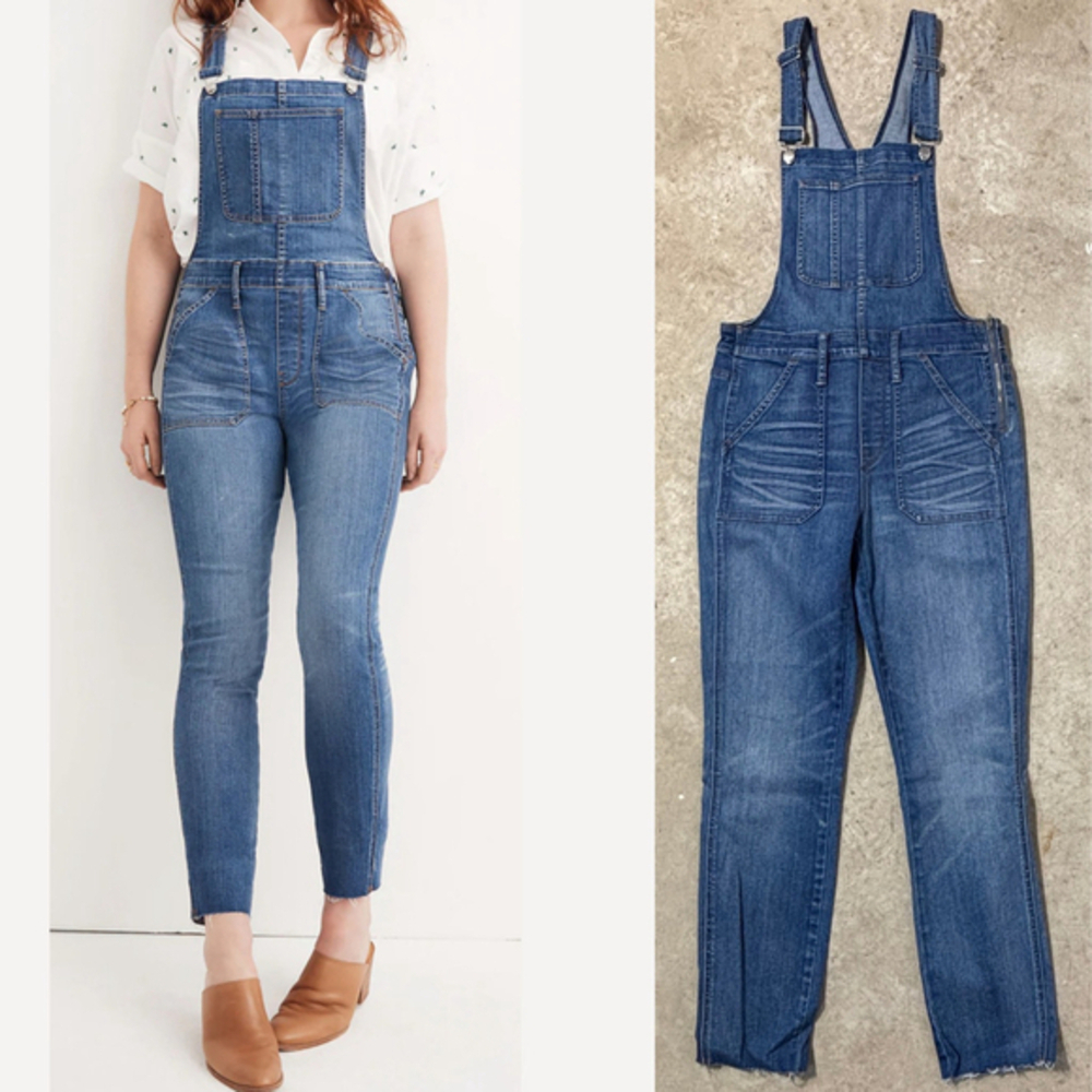 Madewell Denim Overalls Women’s Size Medium Blue Skinny Kemp Wash Side Zipper